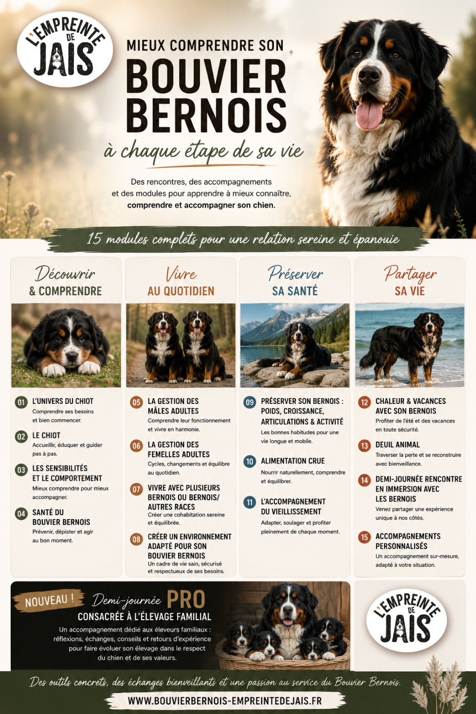 de l'empreinte de Jais - Nouvelles rubriques pour venir connaitre le bouvier bernois